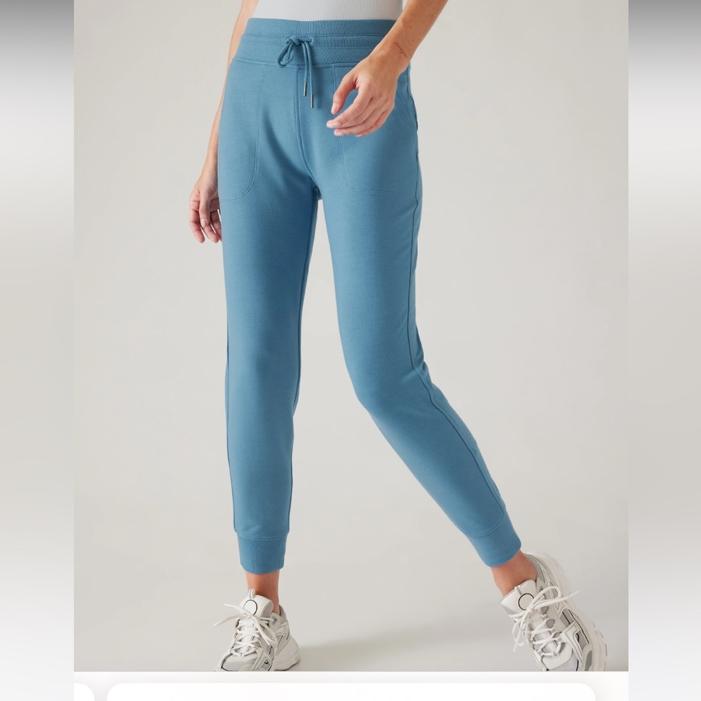 Athleta teal green balance jogger pants.